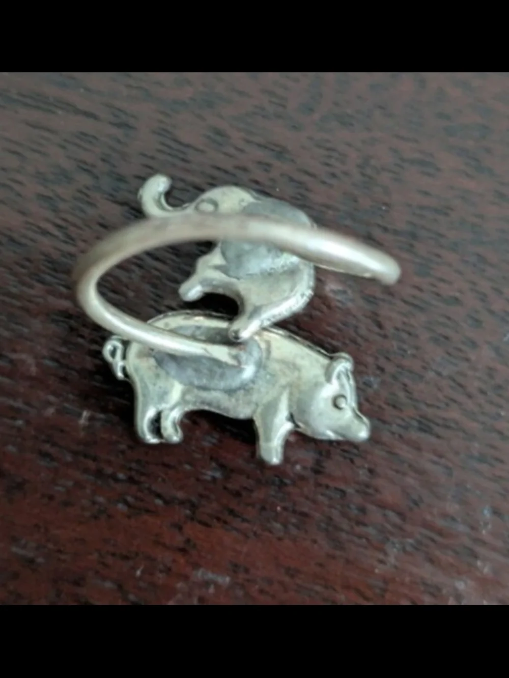 Statement Wrap Ring Elephant And Pig Cute Animal Stack Handmade Adjustable